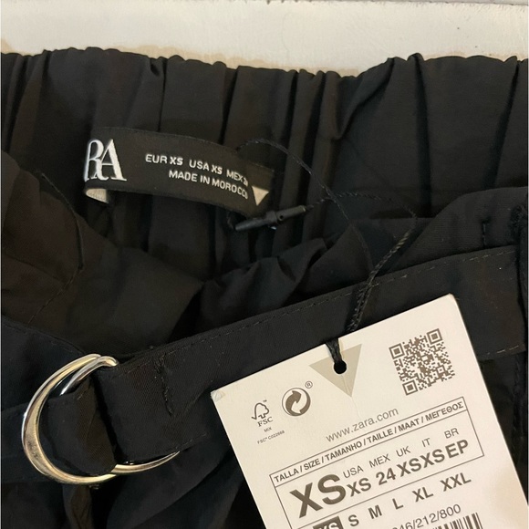 NWT ZARA Nylon Black Long Cargo Skirt With Back Slit Size XS - Picture 8 of 10